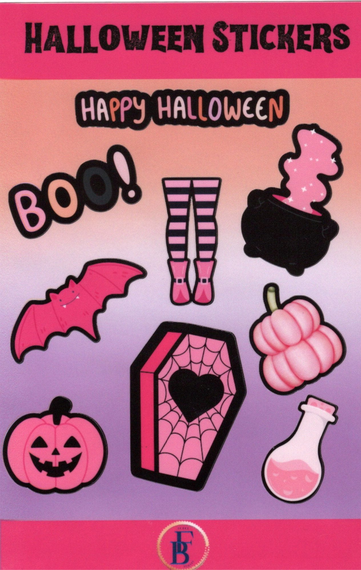 Halloween Sticker Sheets – Pink Pastel Classic Orange Spooky Cute Stickers for Planners, Journals, Scrapbooking & Laptop Décor