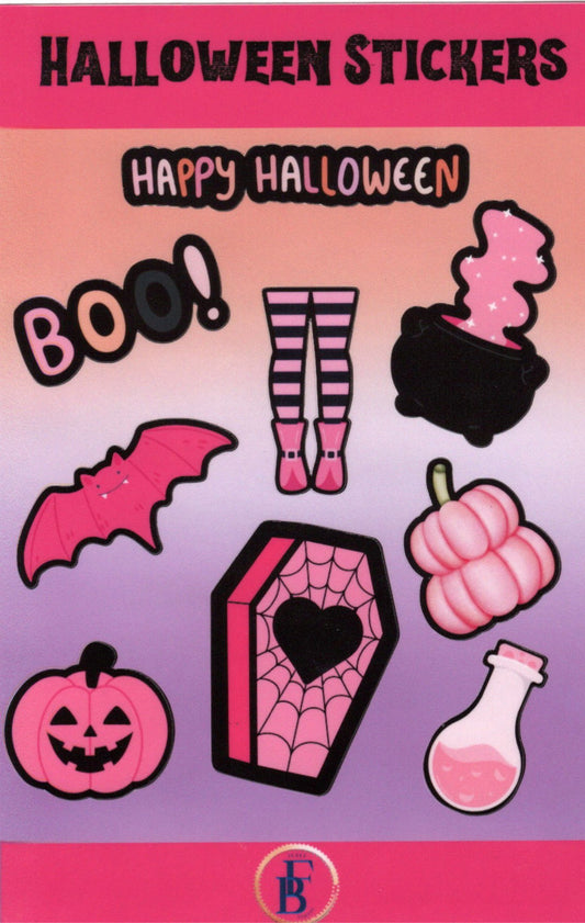 Halloween Sticker Sheets – Pink Pastel Classic Orange Spooky Cute Stickers for Planners, Journals, Scrapbooking & Laptop Décor