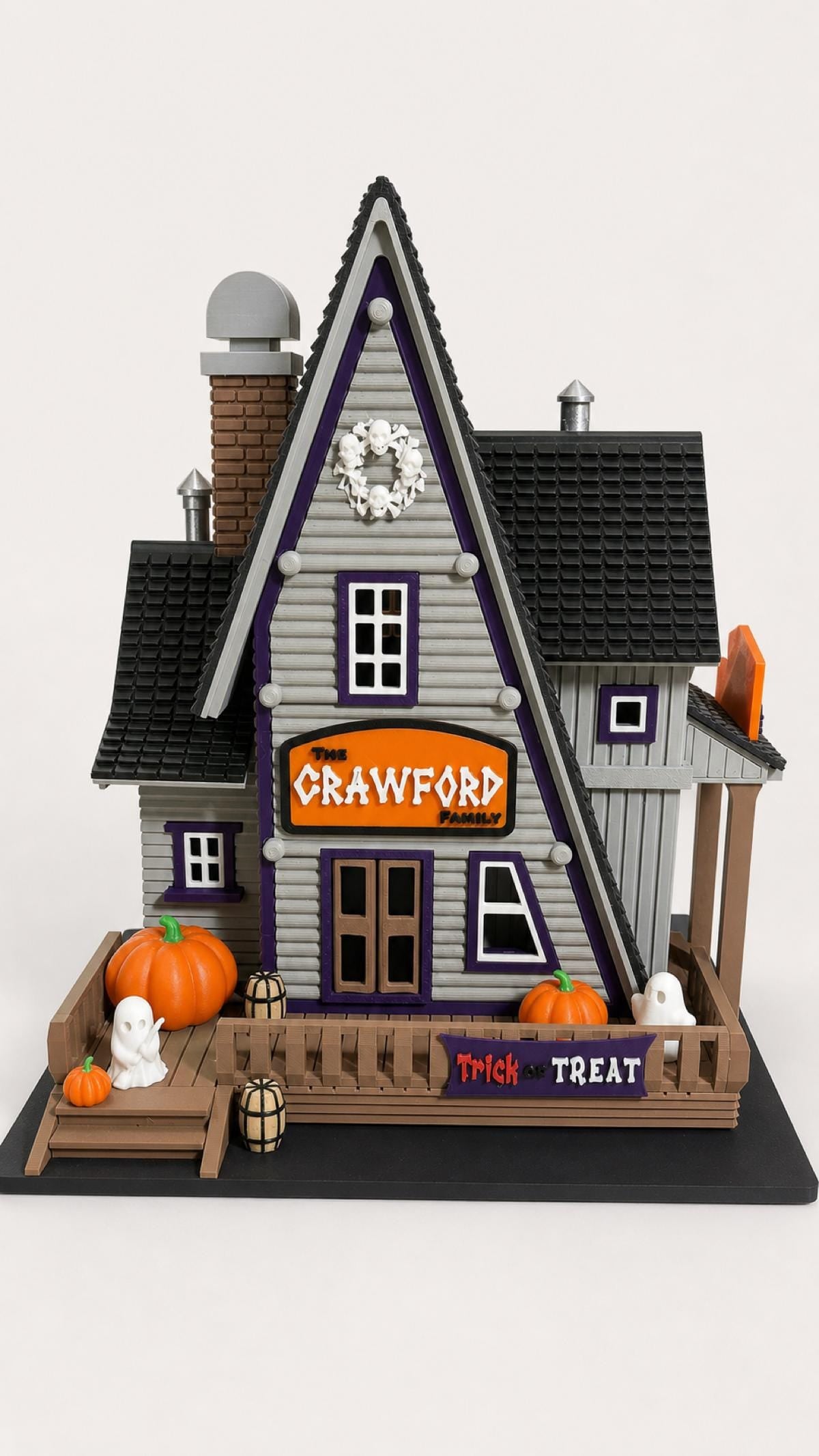 Personalized Halloween Haunted House, 3D Printed Village Decor, Custom Family Name Spooky Home Decoration