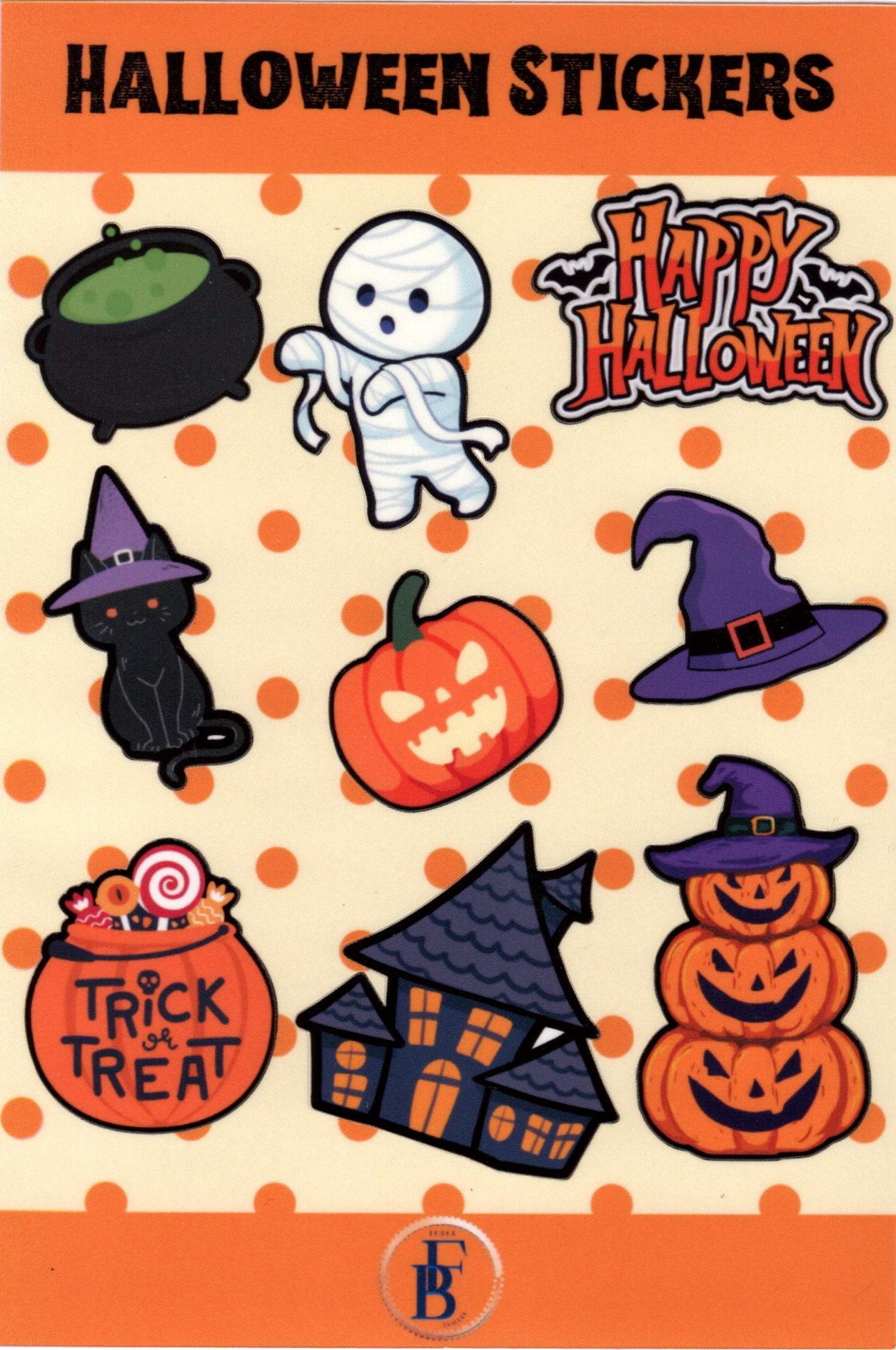 Halloween Sticker Sheets – Pink Pastel Classic Orange Spooky Cute Stickers for Planners, Journals, Scrapbooking & Laptop Décor
