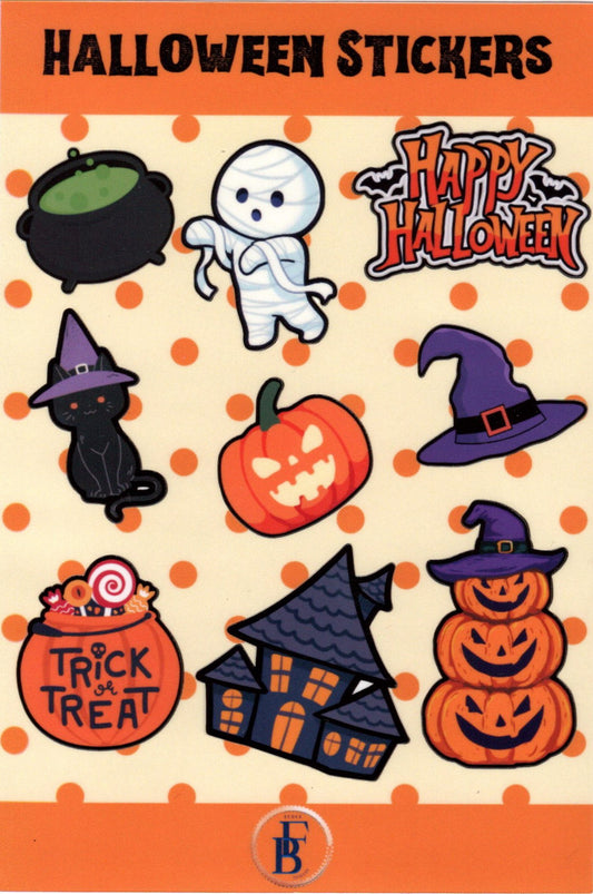 Halloween Sticker Sheets – Pink Pastel Classic Orange Spooky Cute Stickers for Planners, Journals, Scrapbooking & Laptop Décor