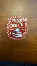 Forcebuilder Anti-Social Book Club sticker featuring bold black and white design with text, perfect for decorating notebooks or laptops.