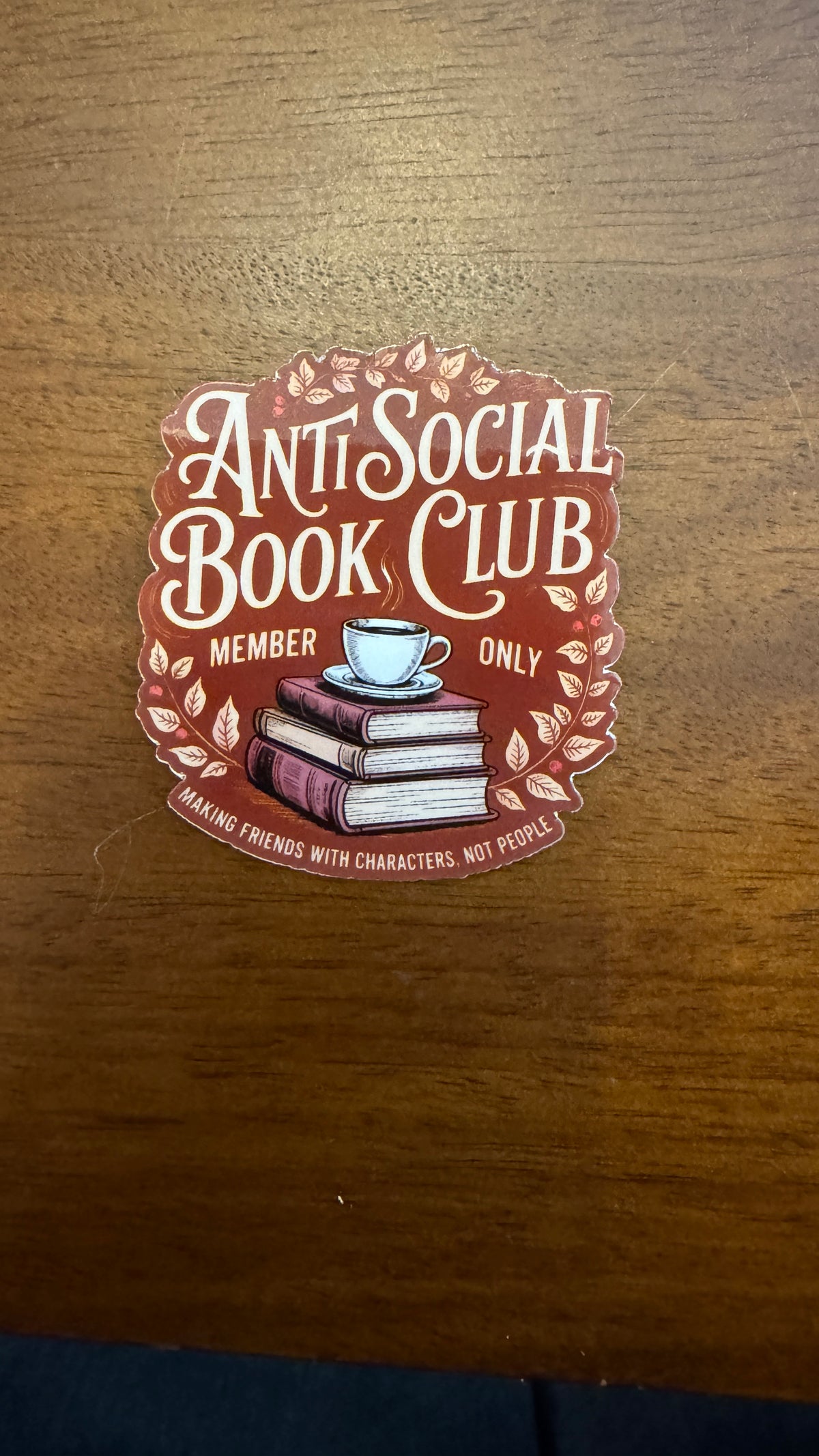 Forcebuilder Anti-Social Book Club sticker featuring bold black and white design with text, perfect for decorating notebooks or laptops.