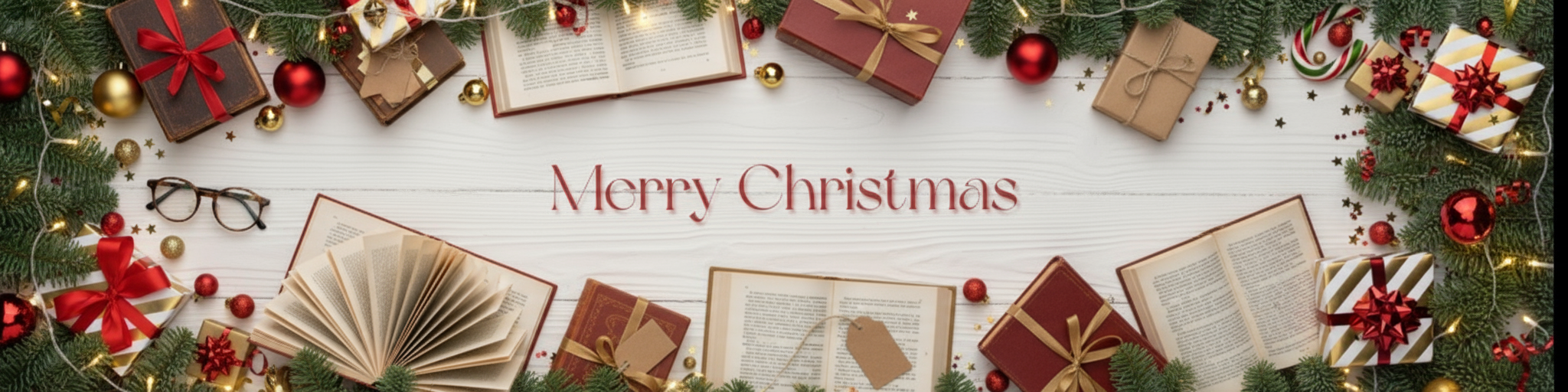 Merry Christmas card with decorative border on a white background