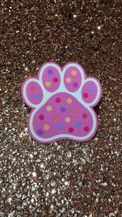 Colorful Polka Dot Paw Print Sticker | Cute Animal Vinyl Sticker | Pet Lover Gift | Waterproof & Durable