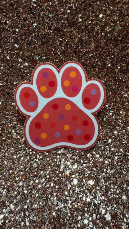 Colorful Polka Dot Paw Print Sticker | Cute Animal Vinyl Sticker | Pet Lover Gift | Waterproof & Durable