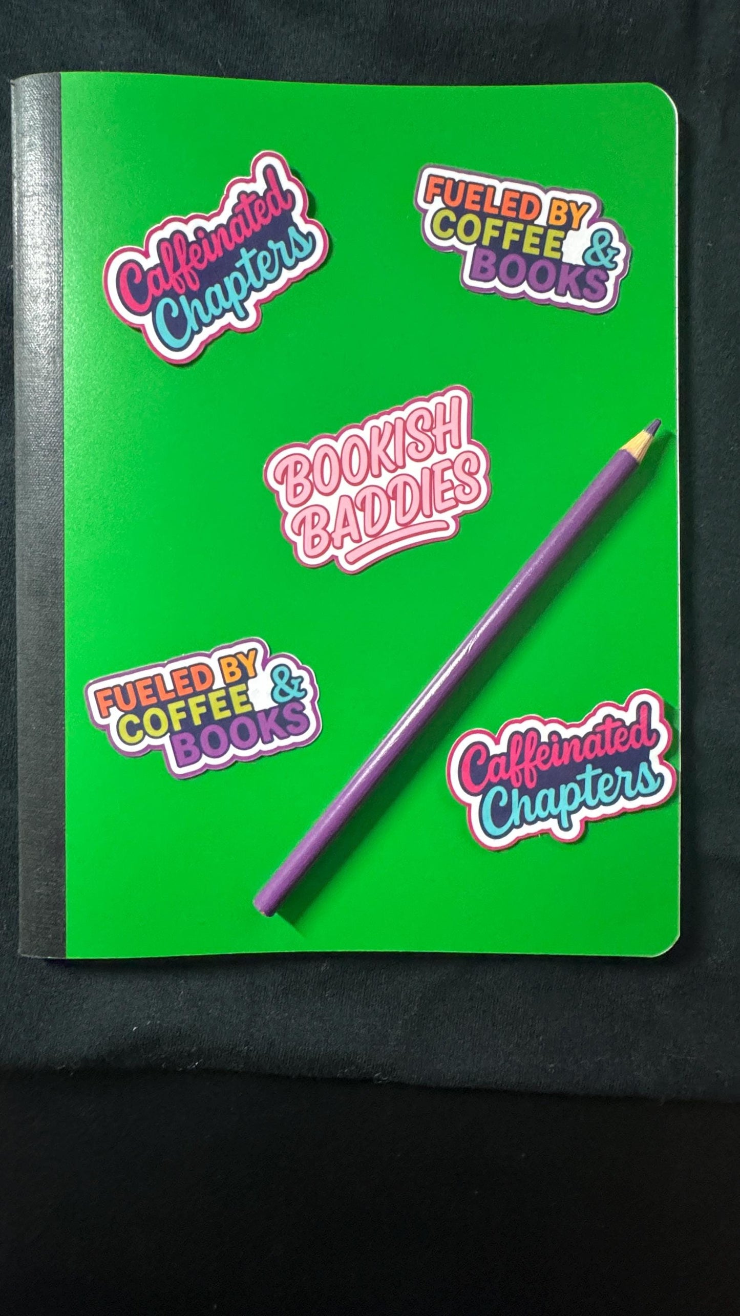 Bookish Vinyl Stickers – Buy Individually or as a Bundle | Fueled by Coffee, Bookish Baddies, Caffeinated Chapters | Laptop & Journal Decals