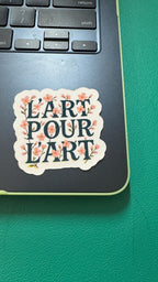 Forcebuilder L'Art Pour L'Art French floral sticker, 2.5-3 inches, featuring elegant floral art design for decorating surfaces.