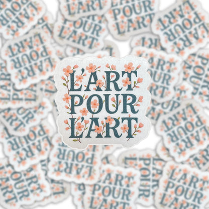 French floral art sticker by Forcebuilder, 2.5-3 inch size, featuring intricate floral design on a clear background.