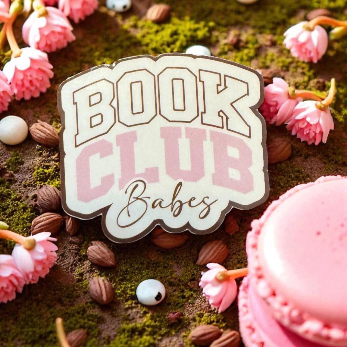 Cute vinyl Book Club Babes sticker featuring a book lover design, perfect for cozy reading aesthetics and gift for readers.