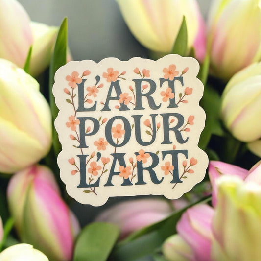 French floral art sticker by Forcebuilder, 2.5-3 inches, featuring detailed floral design in a decorative style.