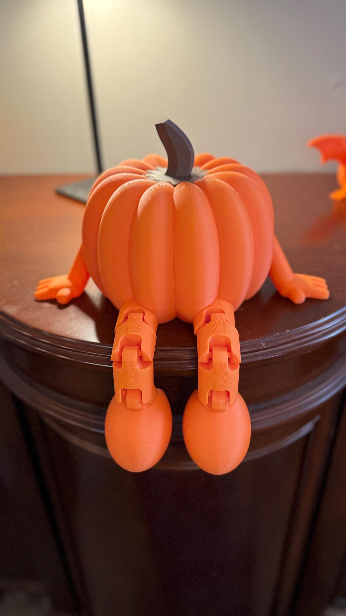 Halloween Pumpkin with Articulated Legs | Fall Home Décor | Spooky Pumpkin Shelf Sitters
