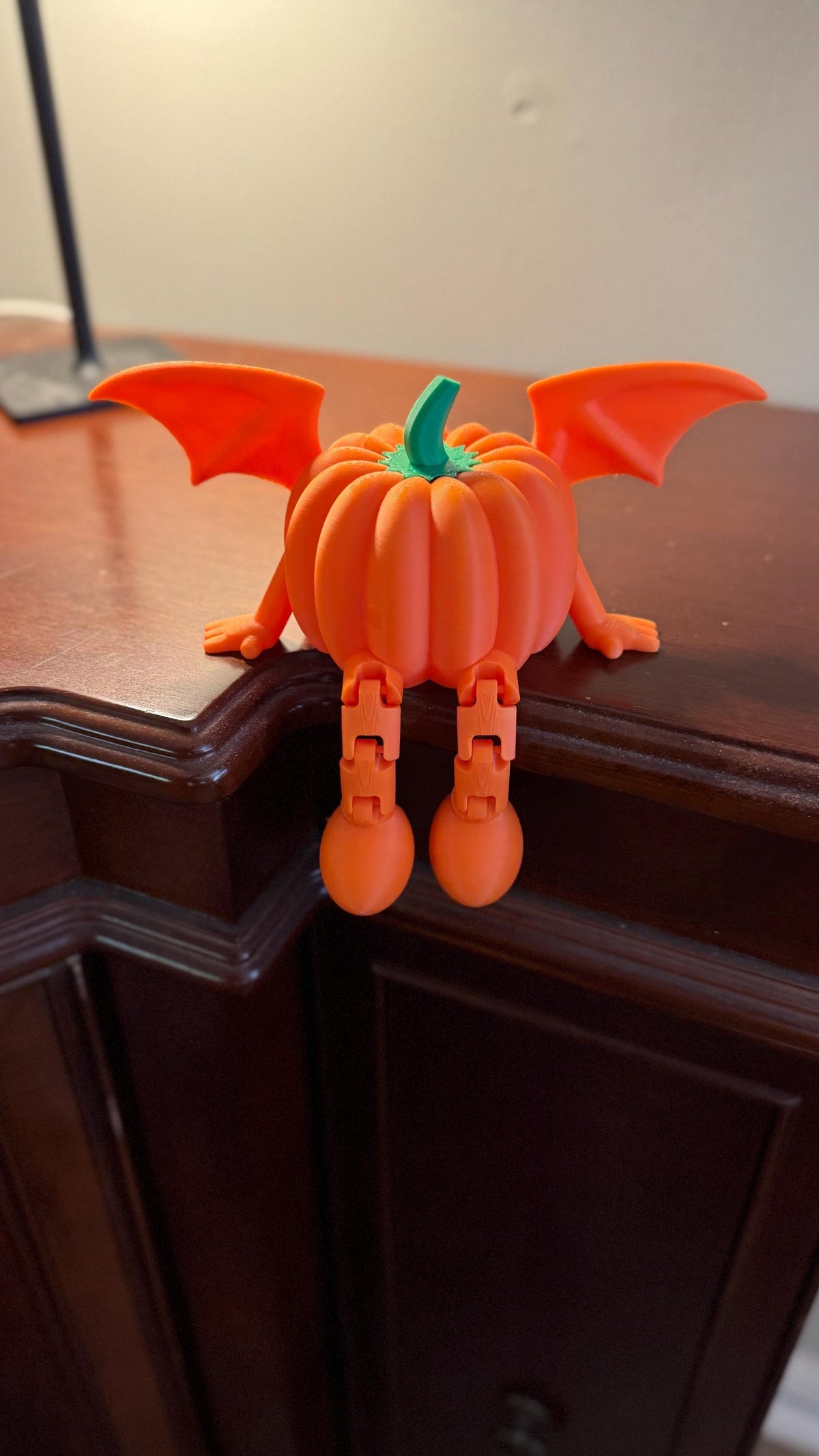 3D printed fall pumpkin with articulated legs, decorative pumpkin for home decor, mantle display, or gift, by Forcebuilder