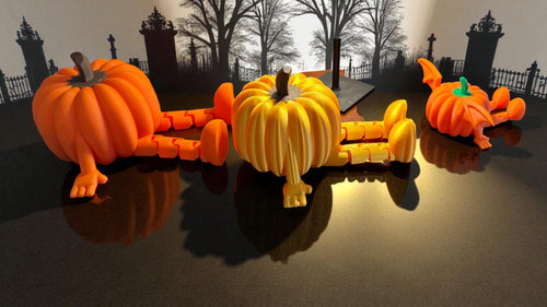 3D printed Fall pumpkin with articulated legs, decorative mantle piece, ideal as a fall home décor or gift by Forcebuilder