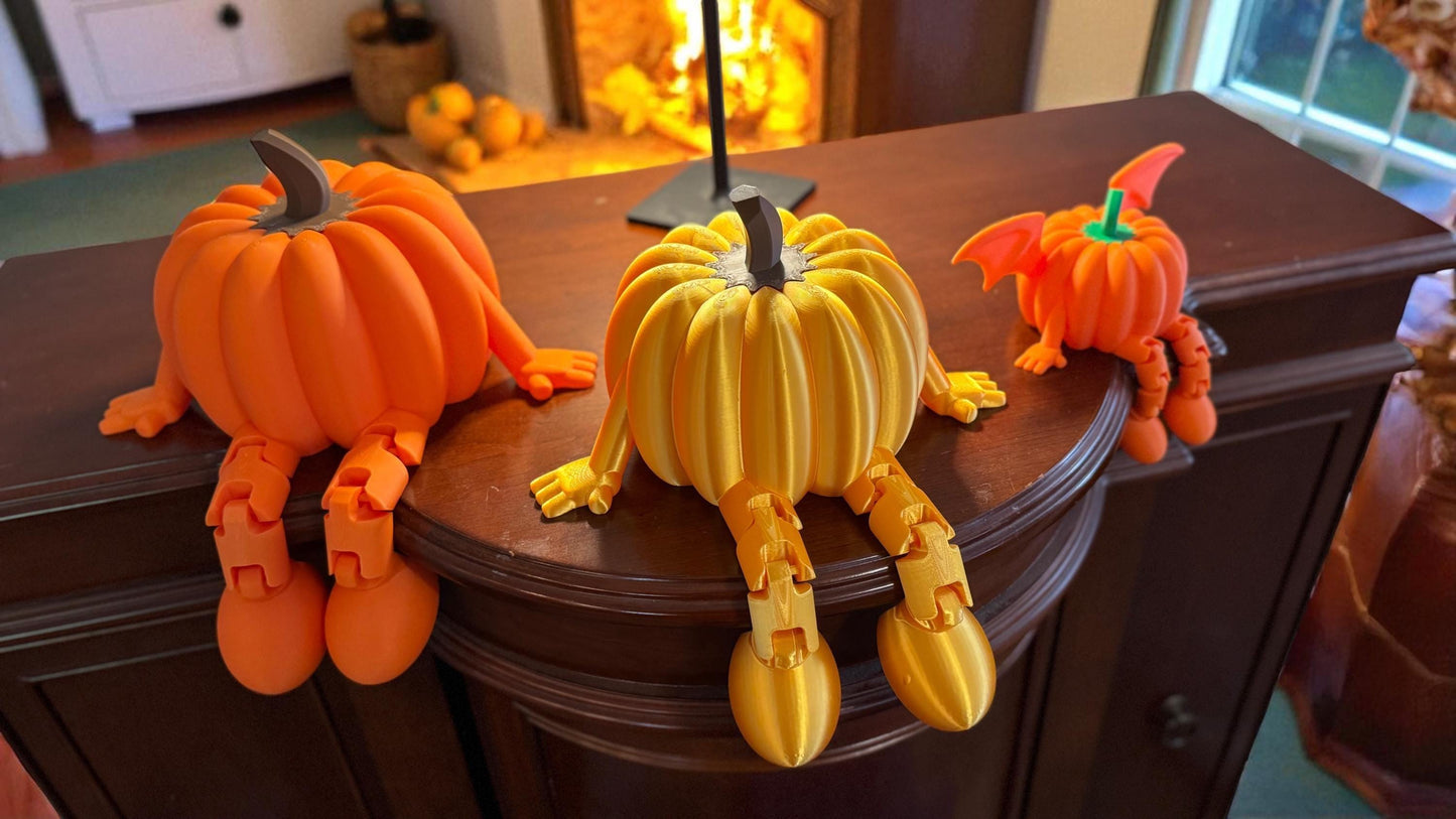 Falloween Pumpkin with Articulated Legs | Fall Home Décor | Spooky Pumpkin Shelf Sitters
