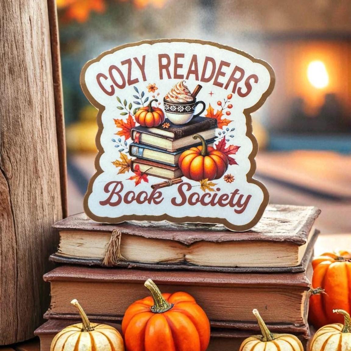 Forcebuilder Cozy Readers Book Society sticker featuring a colorful, detailed design of books and reading-themed artwork.