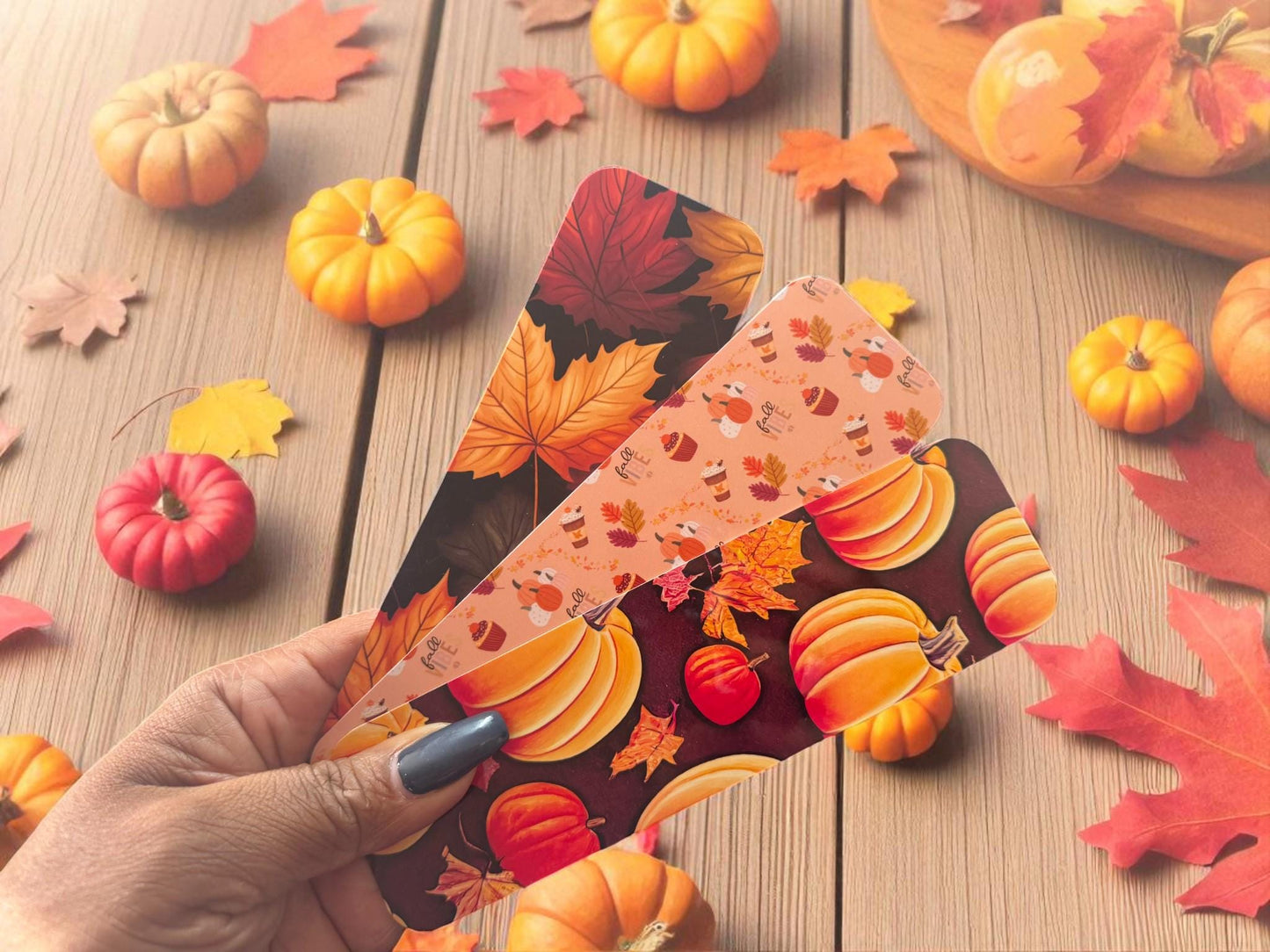Pumpkin Spice Bookmarks | Cozy Fall Decor | Leaf & Coffee – Sold Individually or as a Set