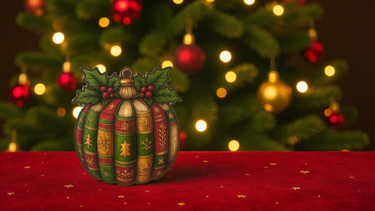 Book Ornament Sticker | Bookish Christmas Ornament | Cozy Reader Holiday Sticker | Librarian Gift