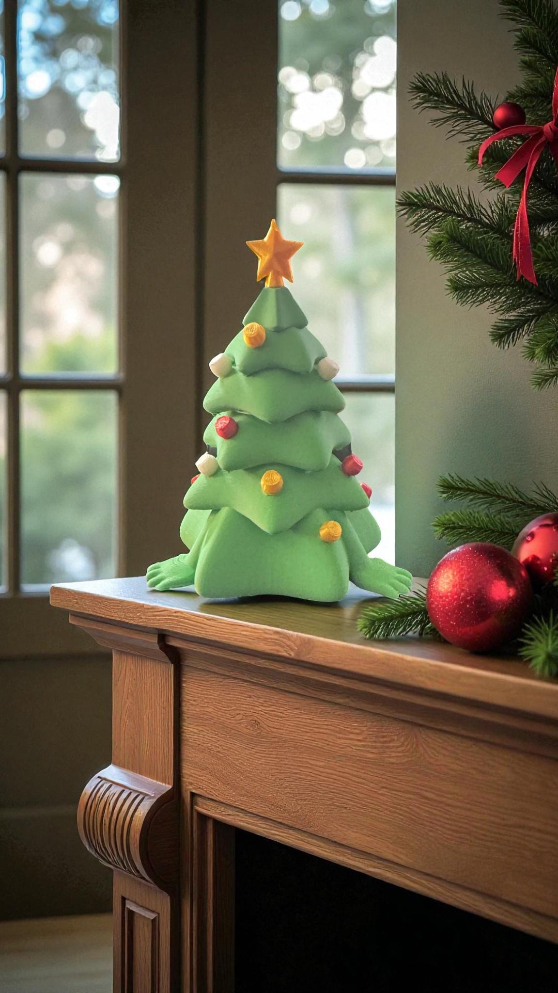 Forcebuilder Christmas Tree articulated figurine, 3D printed holiday shelf sitter, perfect gift and mantle decoration for Christmas.
