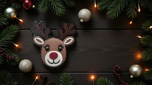 Crocheted Reindeer Sticker | Cozy Christmas Deer Sticker | Holiday Knit Aesthetic | Cute Winter Vinyl | Stocking Stuffer