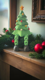 3D printed Christmas Tree articulated figurine by Forcebuilder, holiday shelf sitter for mantle decoration and teacher gift.