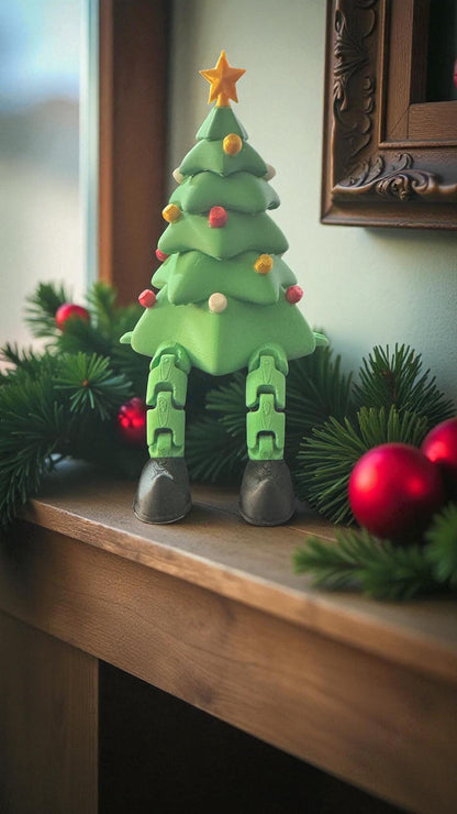 Christmas Tree Articulated Figurine | 3D Printed Holiday Shelf Sitter | Holiday Teacher Gift | Unique Mantle Decoration | Xmas Gift Idea