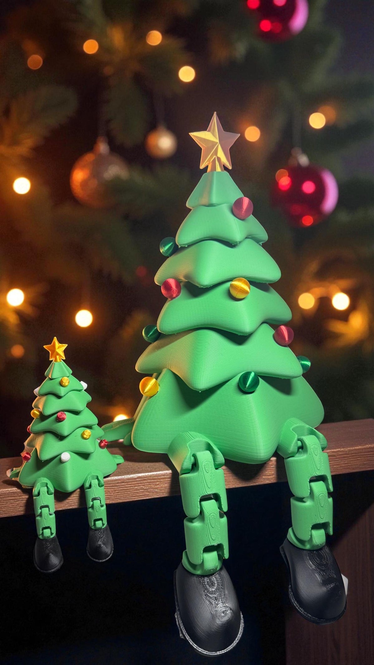 Forcebuilder Christmas Tree articulated figurine, 3D printed holiday shelf sitter, perfect as a unique mantle or teacher gift.