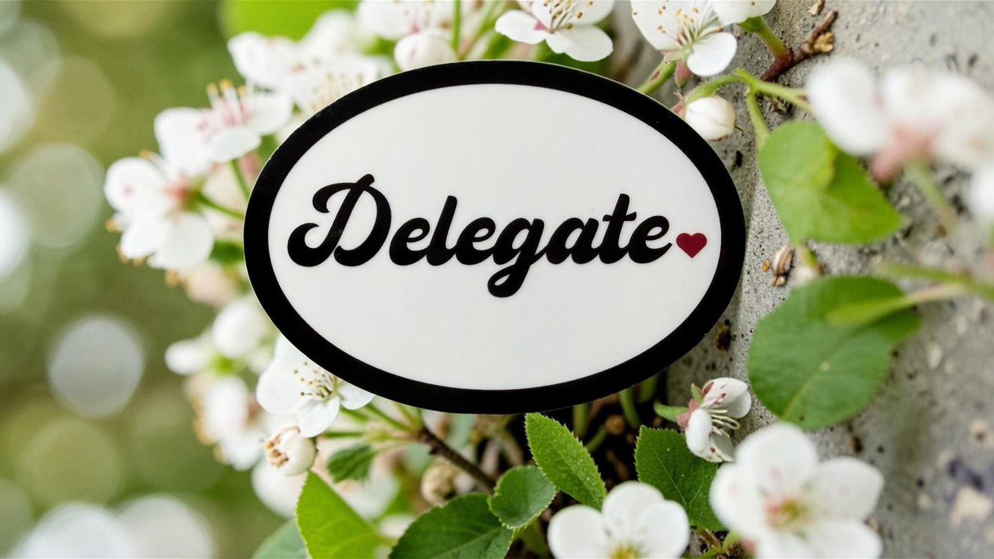 Cute Forcebuilder delegate sticker with motivational message promoting work-life balance and burnout recovery.