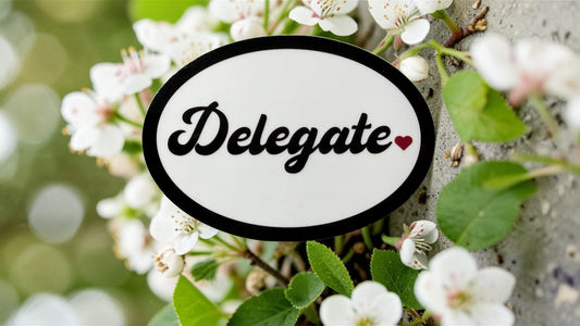 Cute Forcebuilder delegate sticker with motivational message promoting work-life balance and burnout recovery.